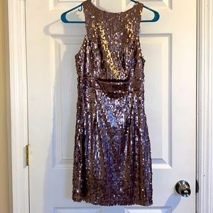 Mauve sequin dress with center cut out size 5
